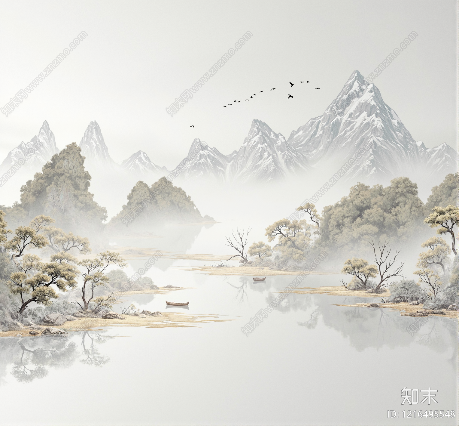 新中式壁画贴图下载【ID:1216495548】