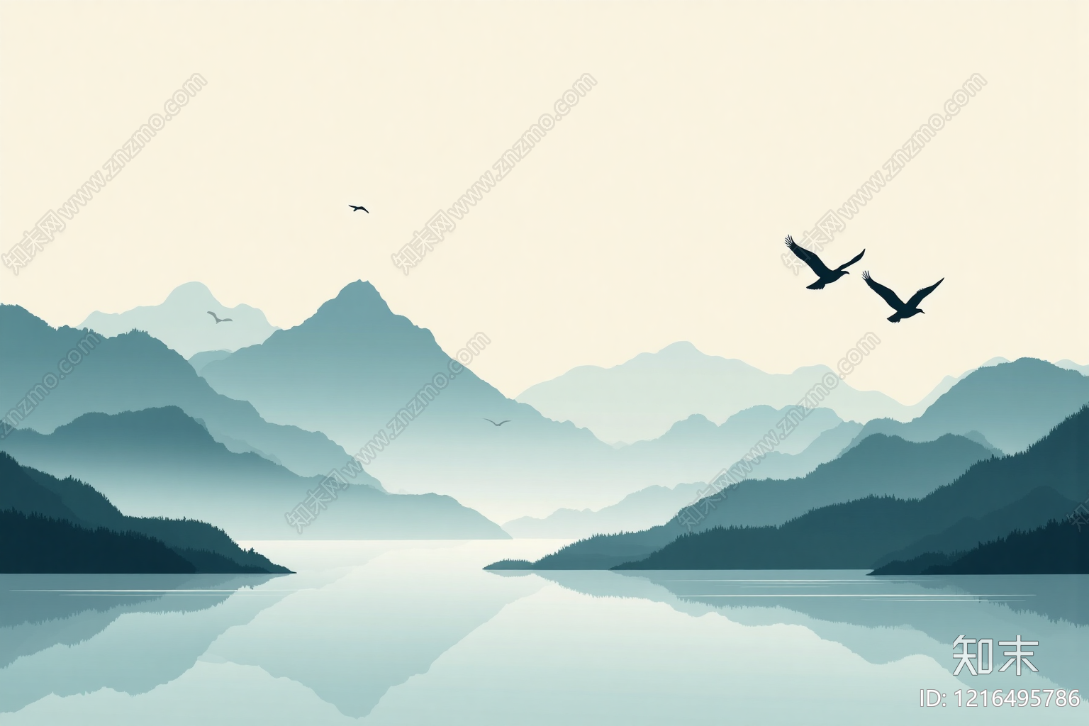 新中式壁画贴图下载【ID:1216495786】