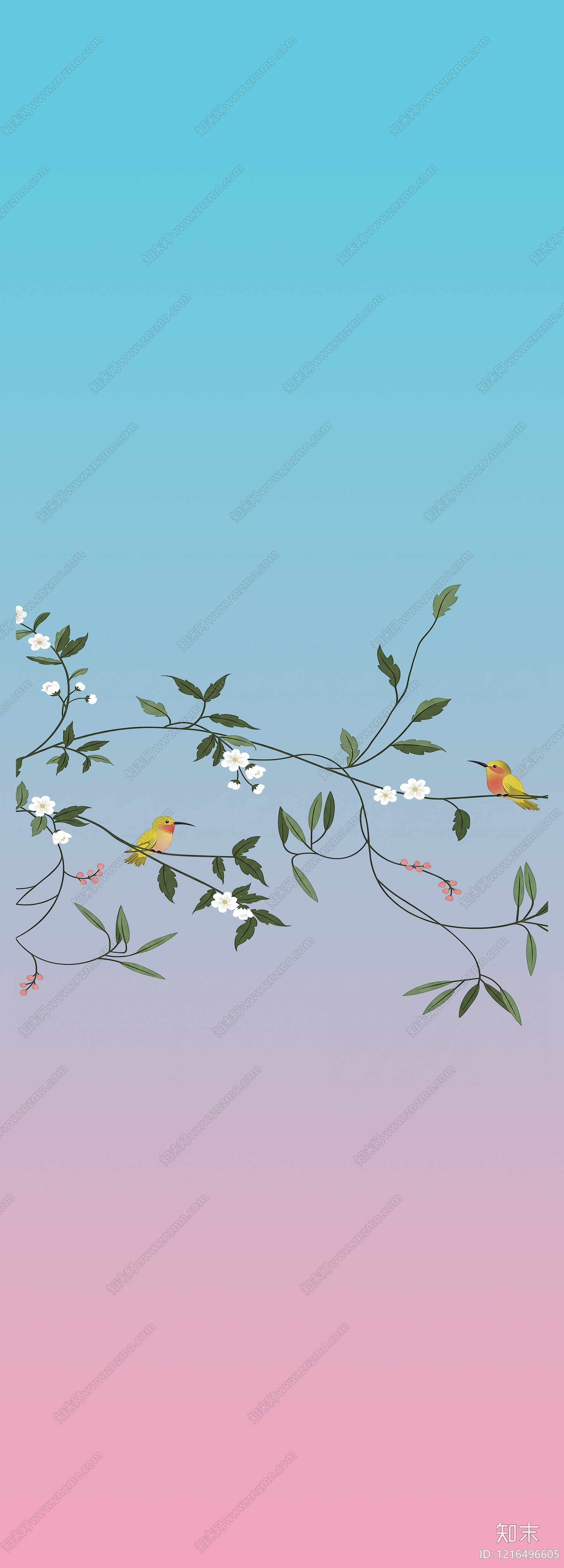 法式花鸟壁纸贴图下载【ID:1216496605】