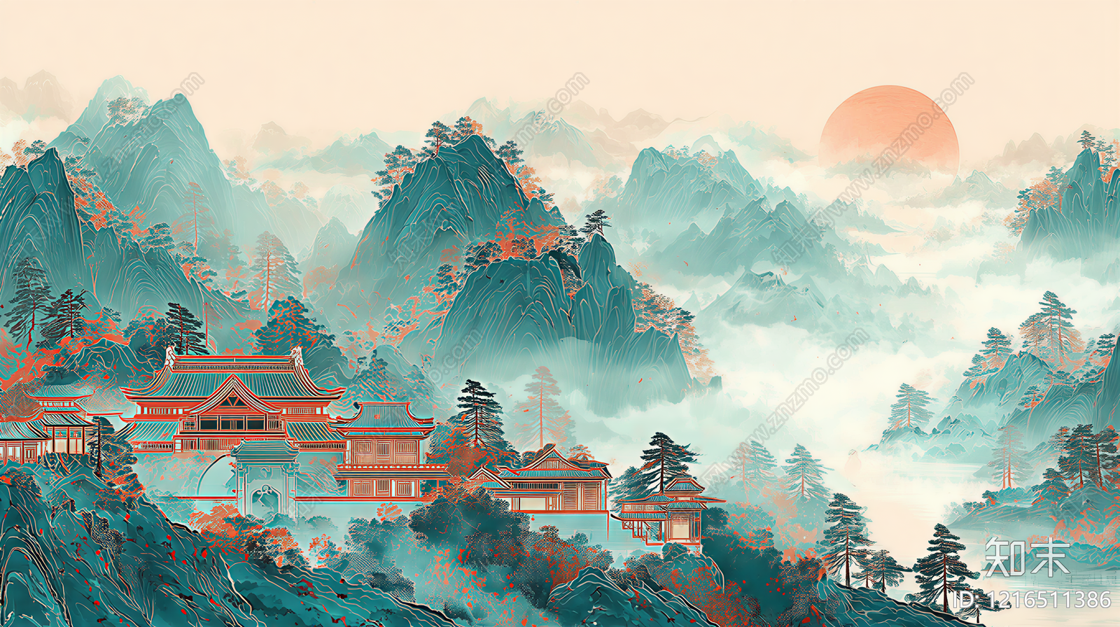 山水贴图下载【ID:1216511386】