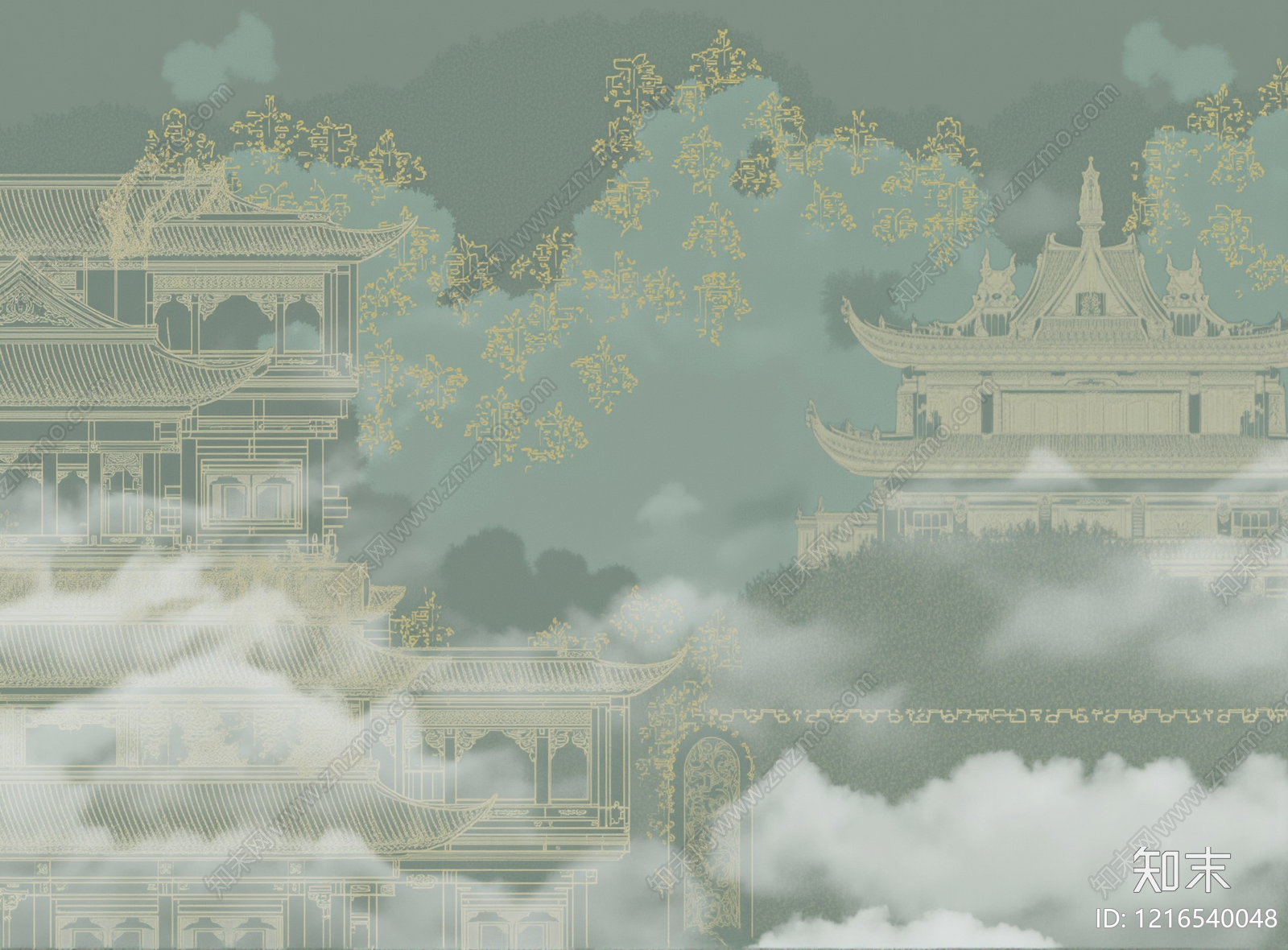 新中式壁画贴图下载【ID:1216540048】