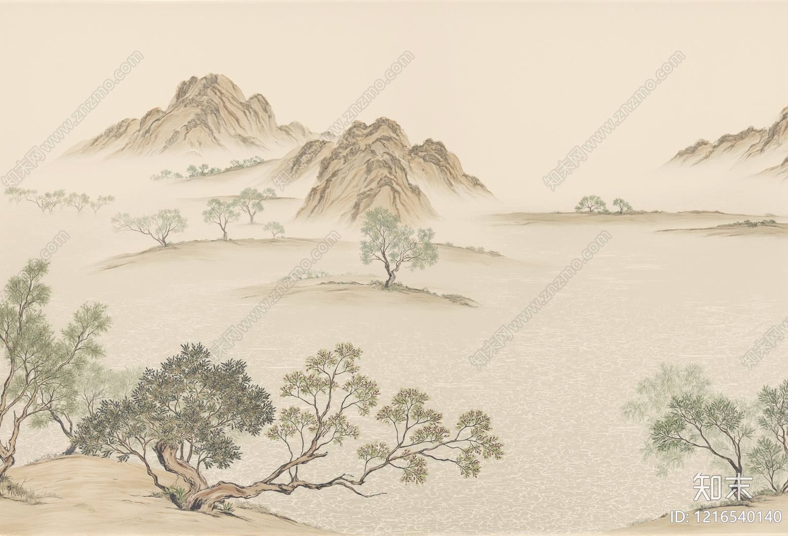 新中式壁画贴图下载【ID:1216540140】