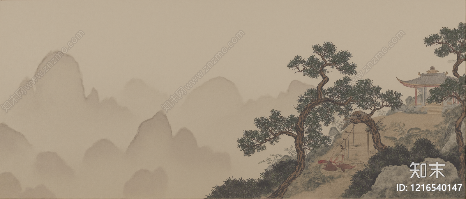 新中式壁画贴图下载【ID:1216540147】