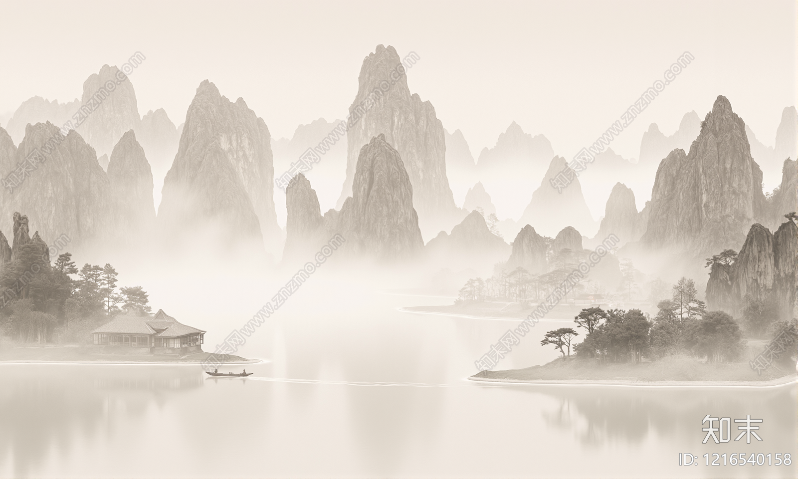 新中式壁画贴图下载【ID:1216540158】