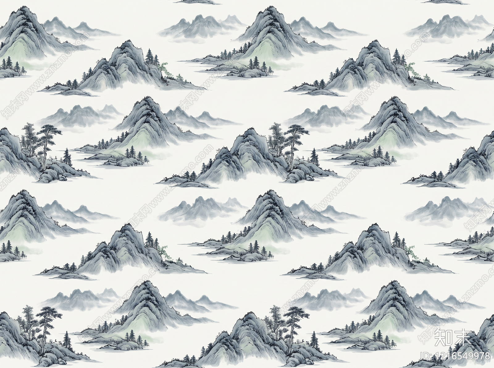 新中式山水画贴图下载【ID:1216549978】