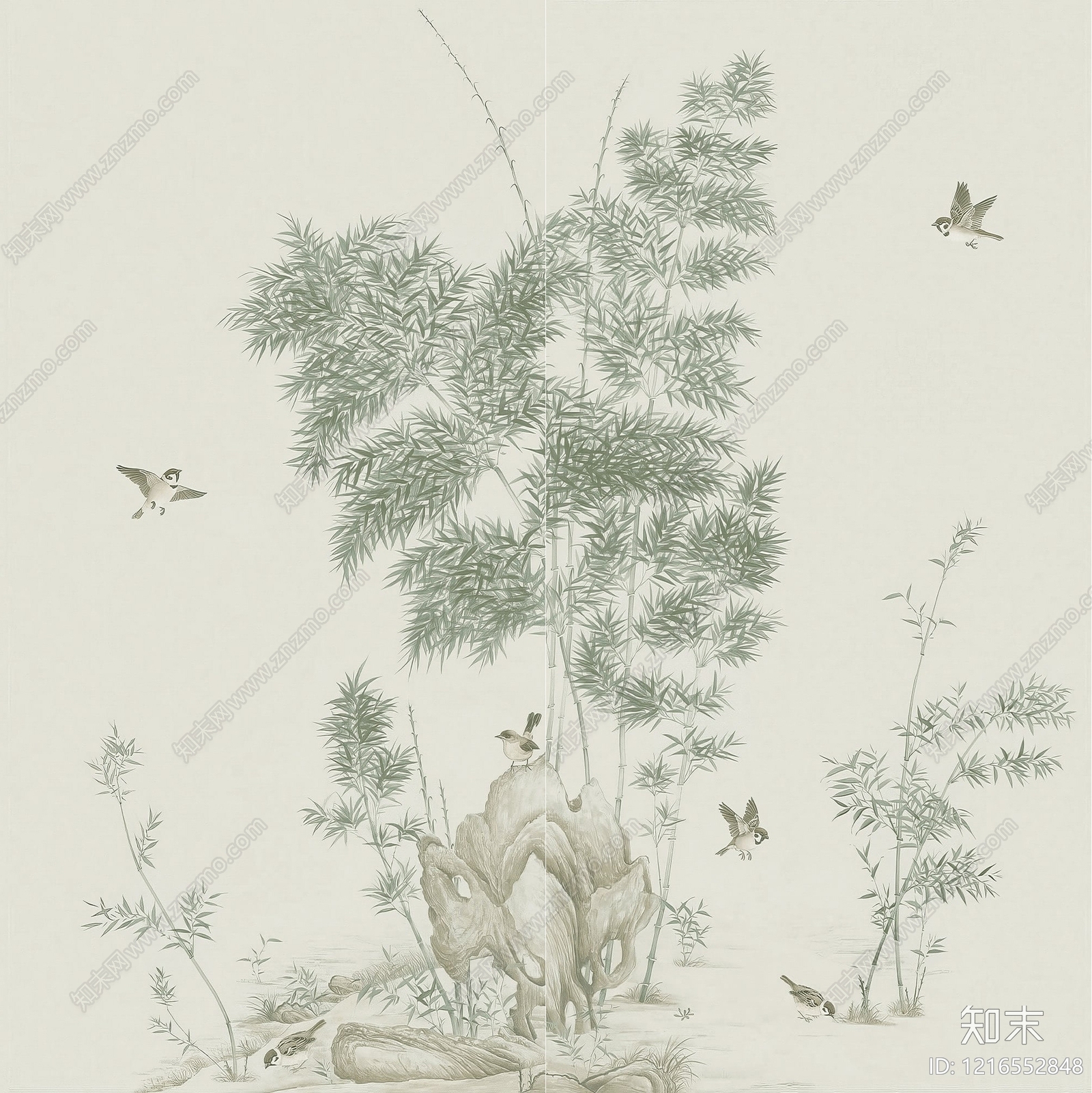 新中式花纹壁纸贴图下载【ID:1216552848】