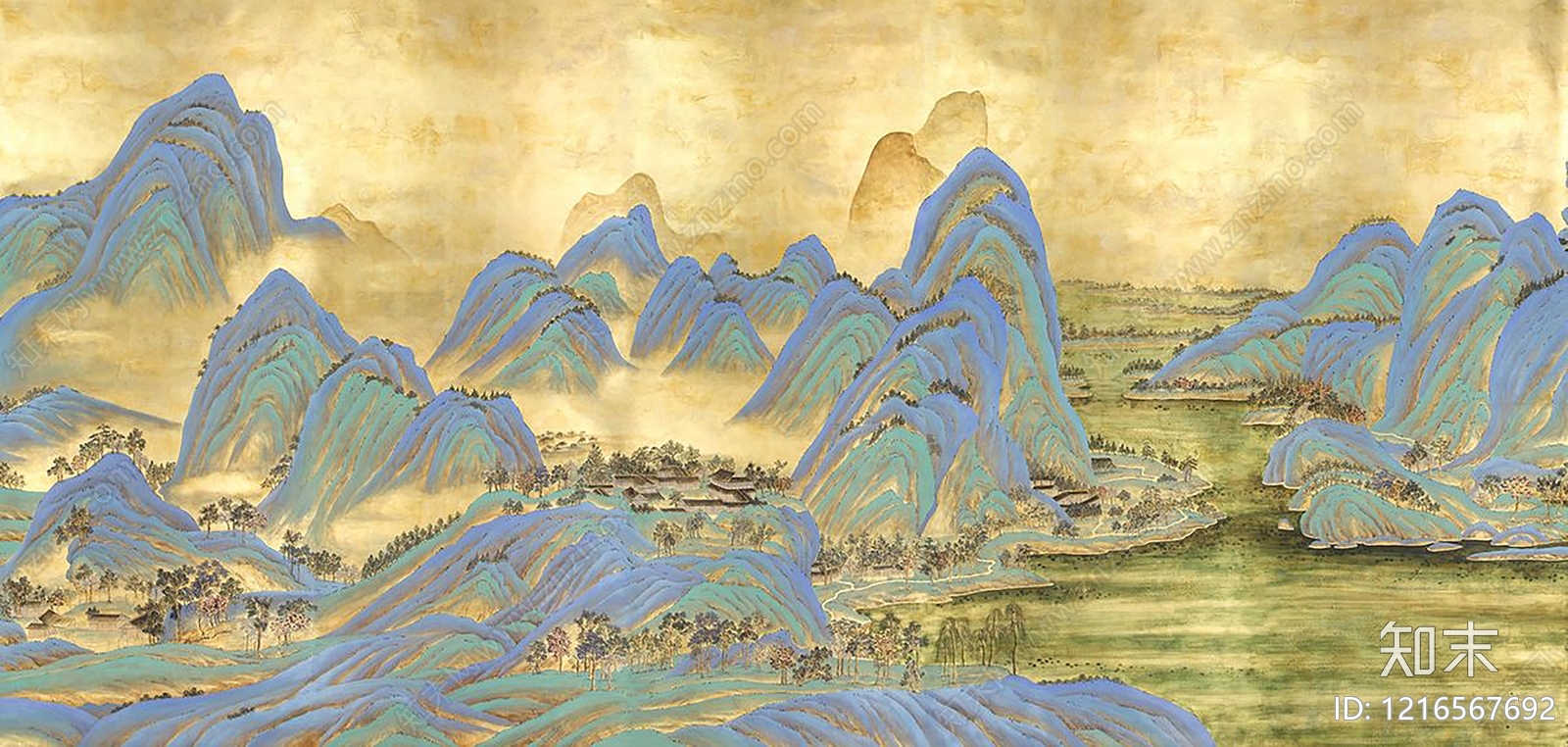 新中式山水画贴图下载【ID:1216567692】