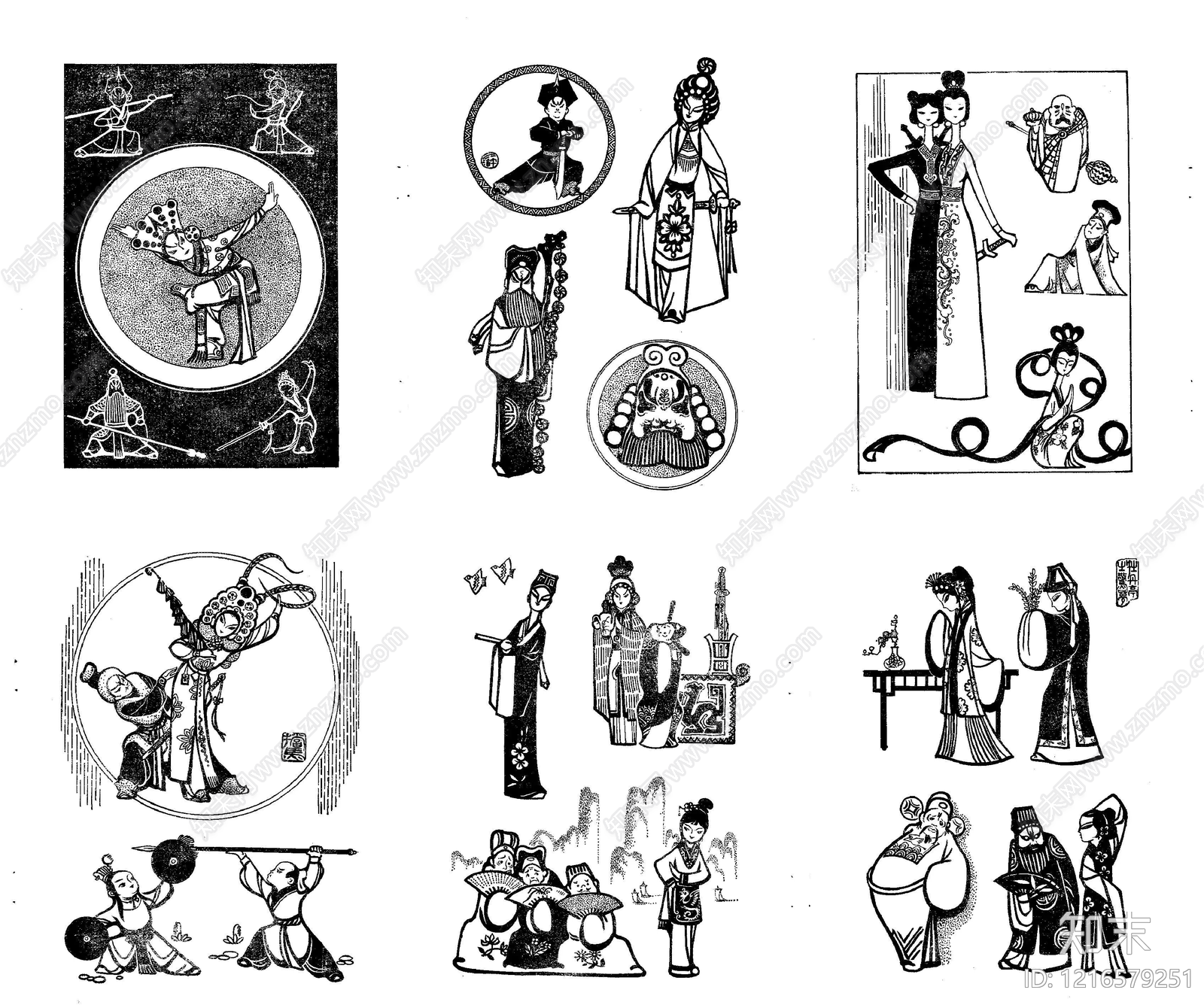 中式黑白挂画贴图下载【ID:1216579251】