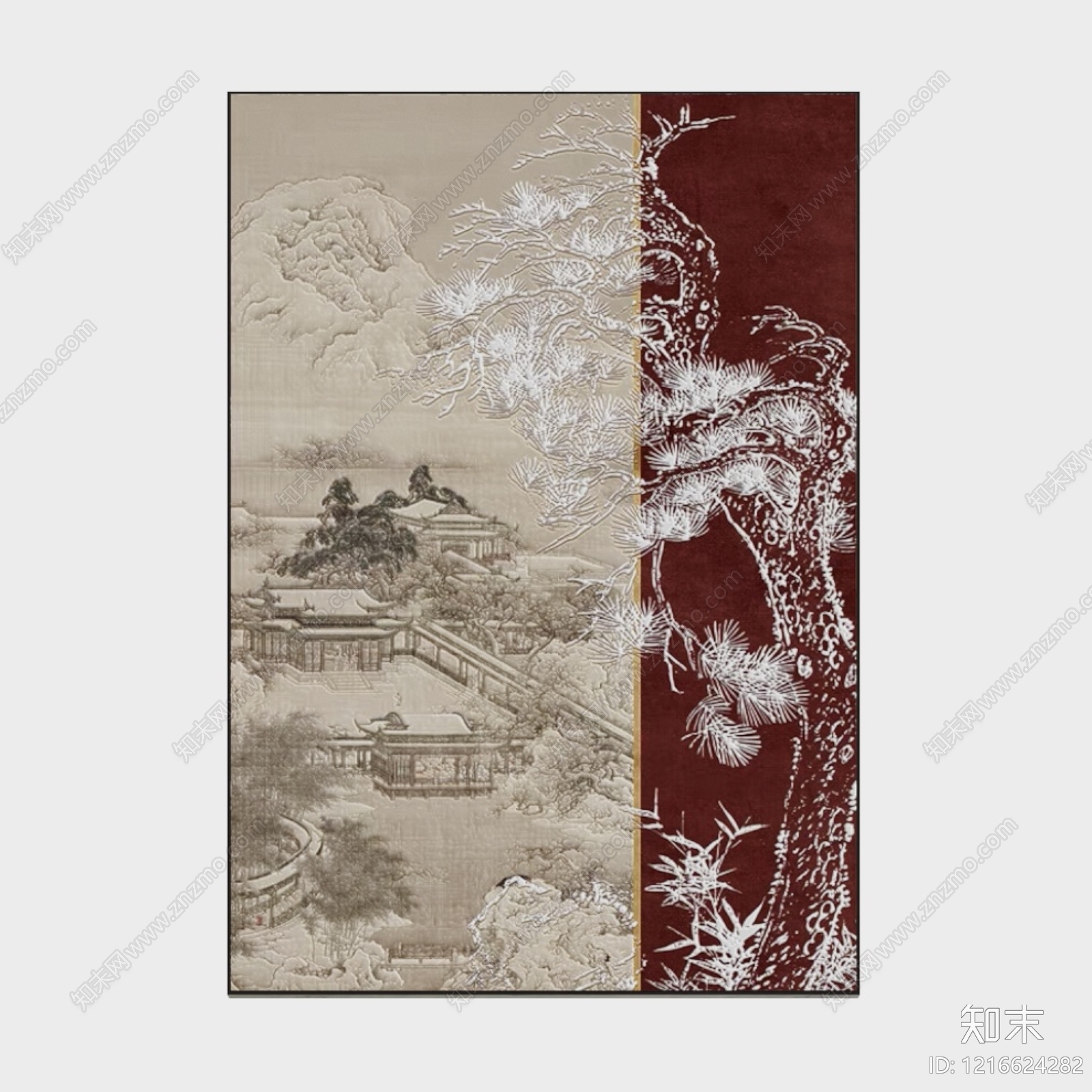 新中式山水画贴图下载【ID:1216624282】