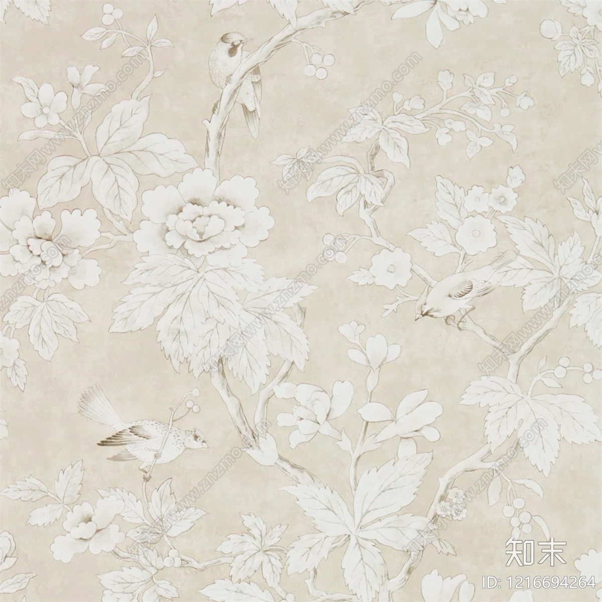 美式花鸟壁纸贴图下载【ID:1216694264】