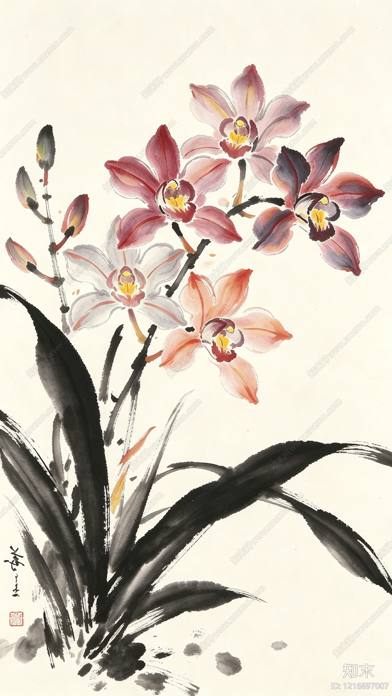 中式水墨画贴图下载【ID:1216697007】