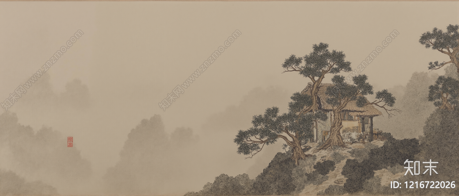 新中式壁画贴图下载【ID:1216722026】