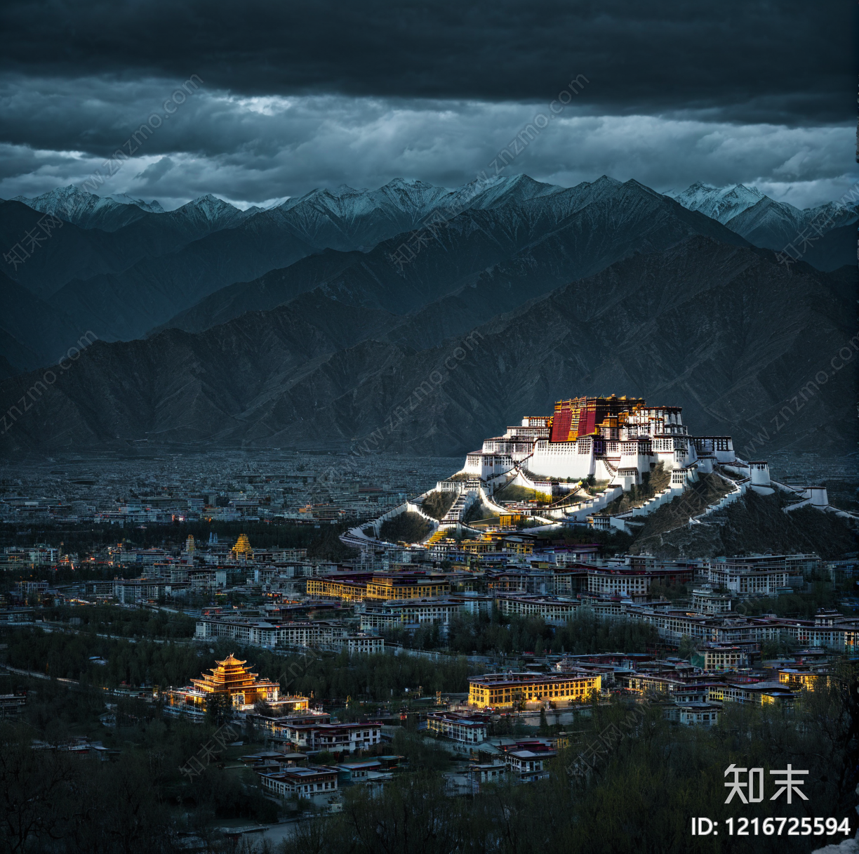 中式建筑外立面贴图下载【ID:1216725594】