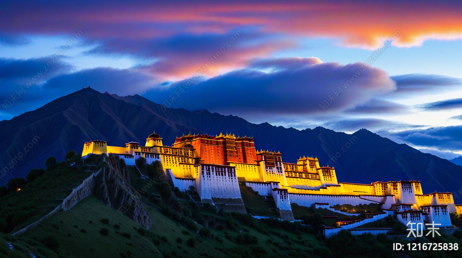 中式建筑外立面贴图下载【ID:1216725838】