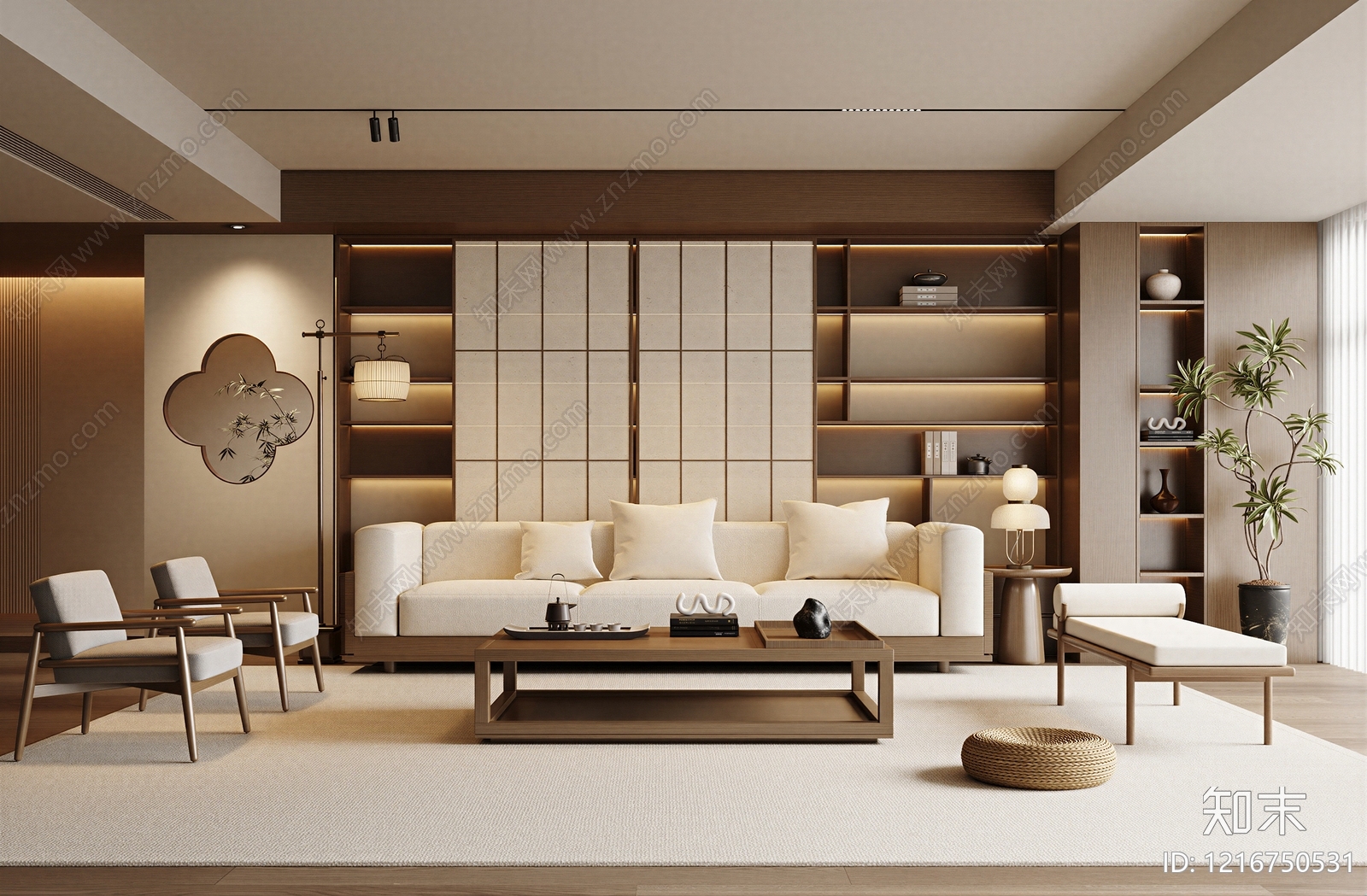 新中式客厅贴图下载【ID:1216750531】