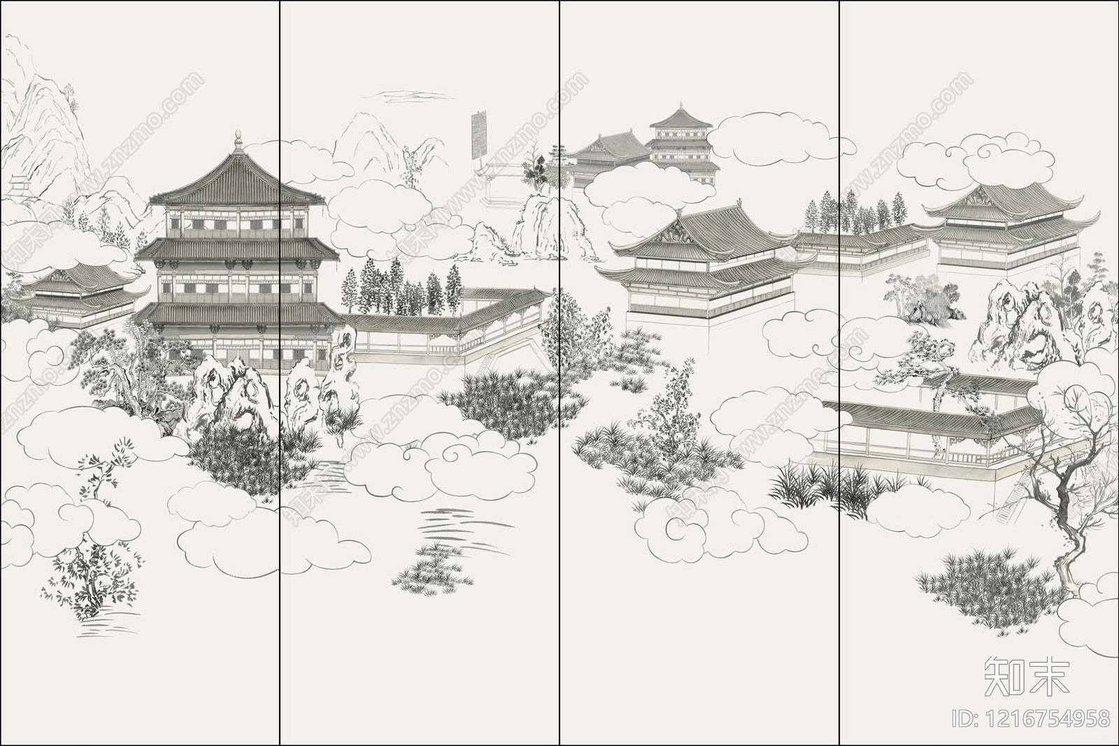 复古山水贴图下载【ID:1216754958】