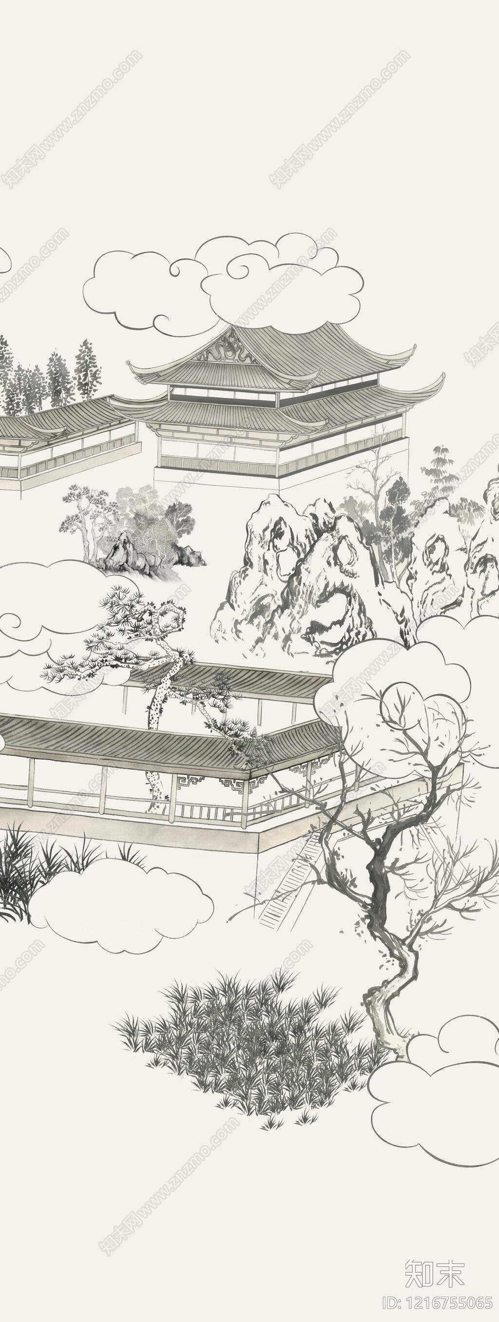 复古山水贴图下载【ID:1216755065】