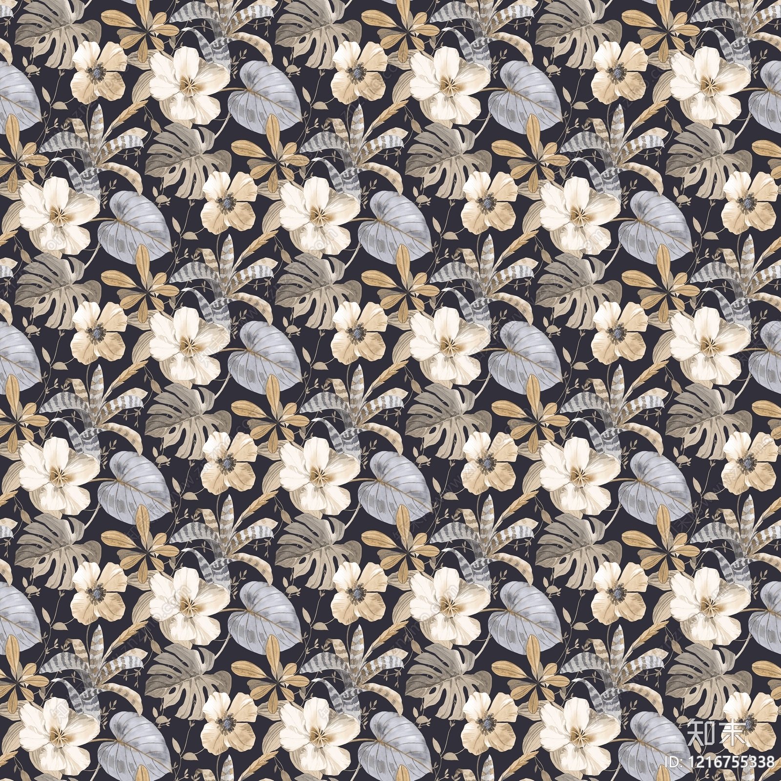 复古花纹壁纸贴图下载【ID:1216755338】