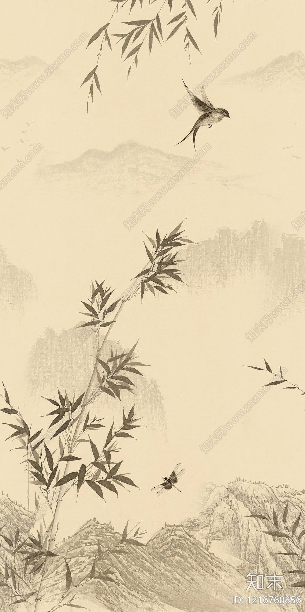 中式远山贴图下载【ID:1216760856】