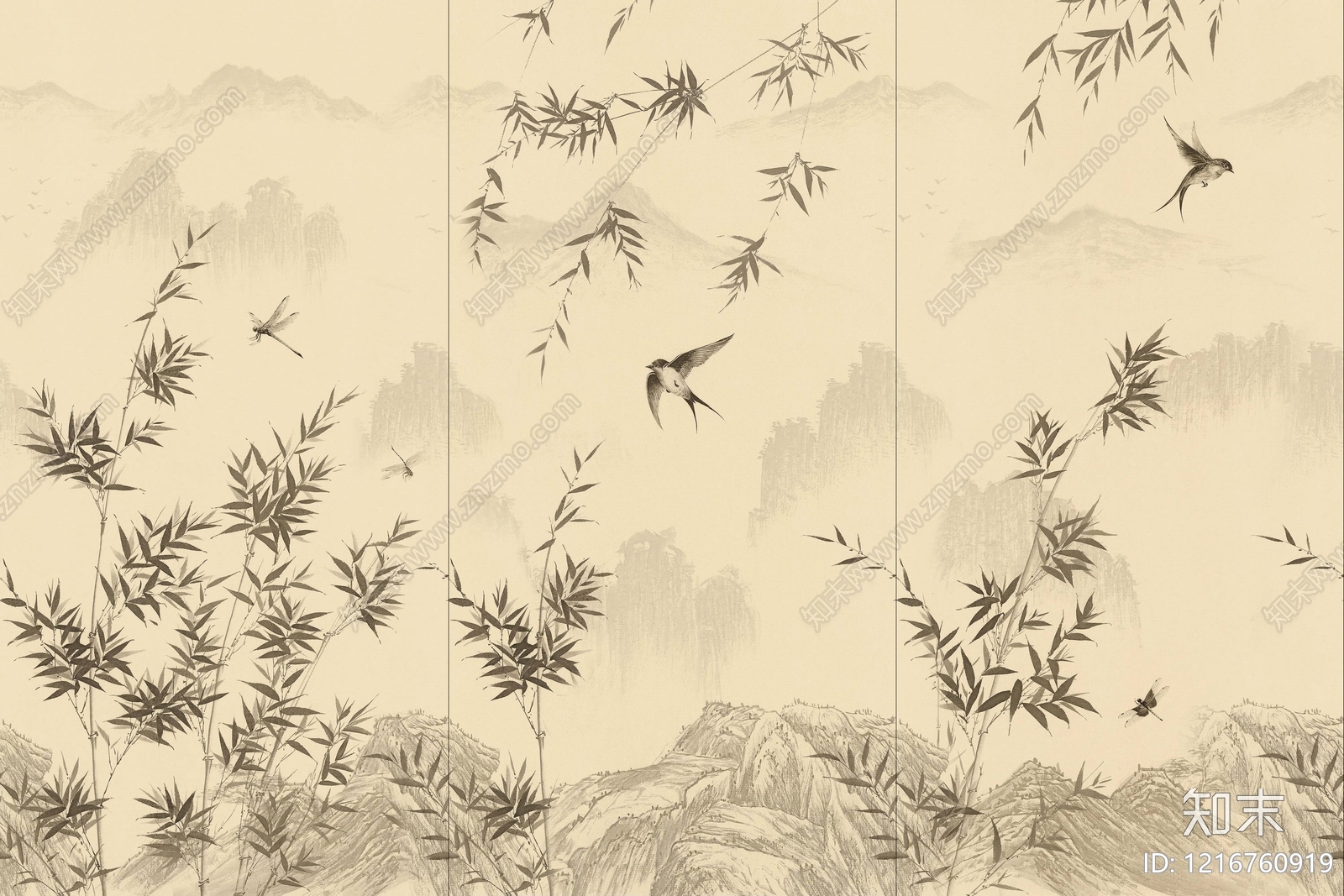 新中式水墨画贴图下载【ID:1216760919】