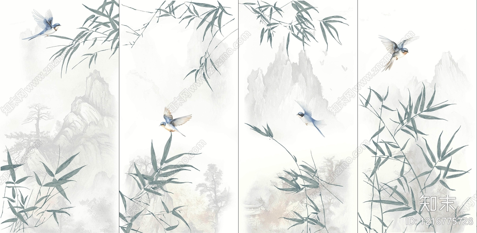 新中式水墨画贴图下载【ID:1216775728】