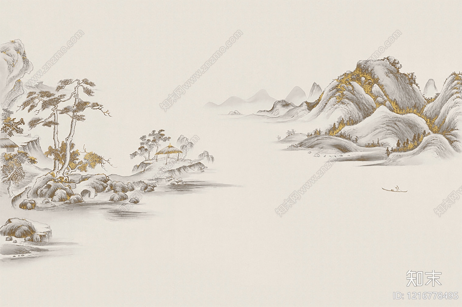 新中式山水贴图下载【ID:1216778495】