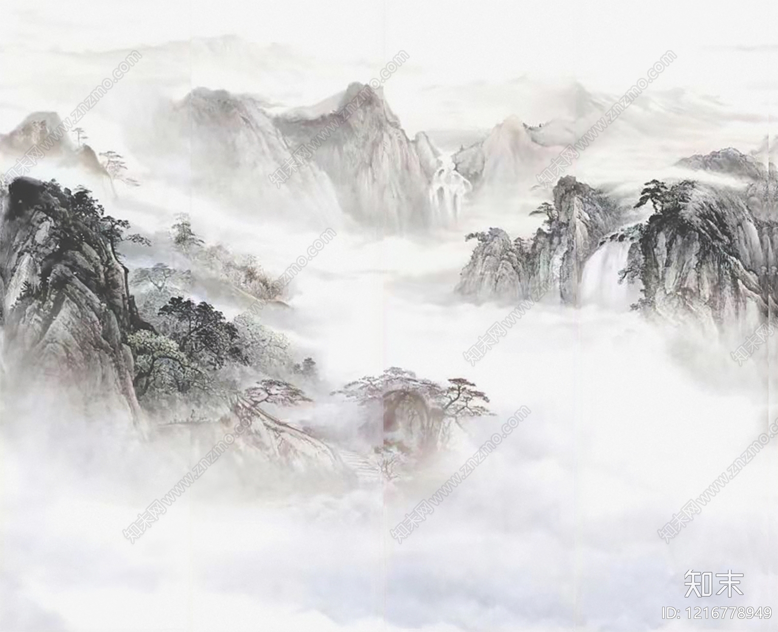 新中式壁画贴图下载【ID:1216778949】