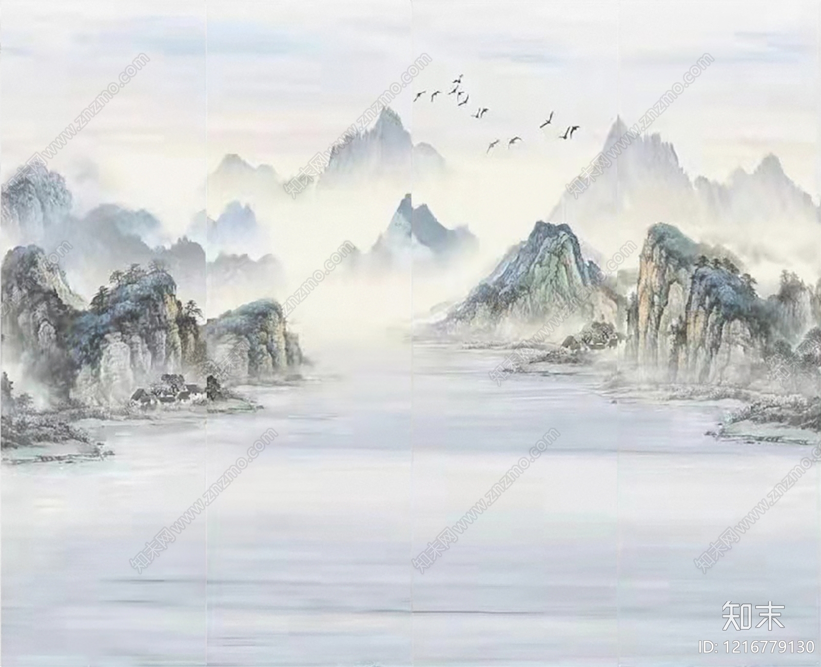 新中式壁画贴图下载【ID:1216779130】