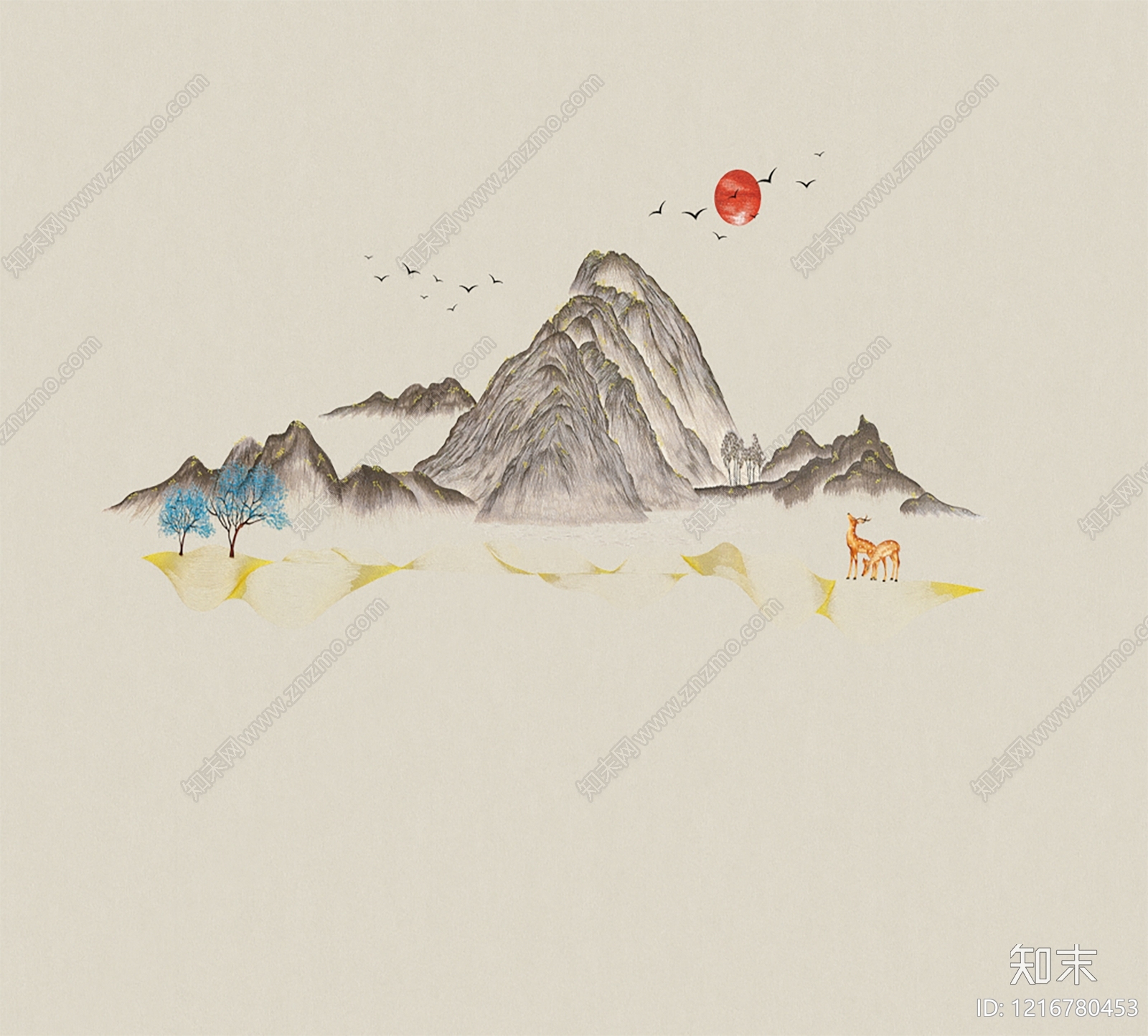 中式壁画贴图下载【ID:1216780453】