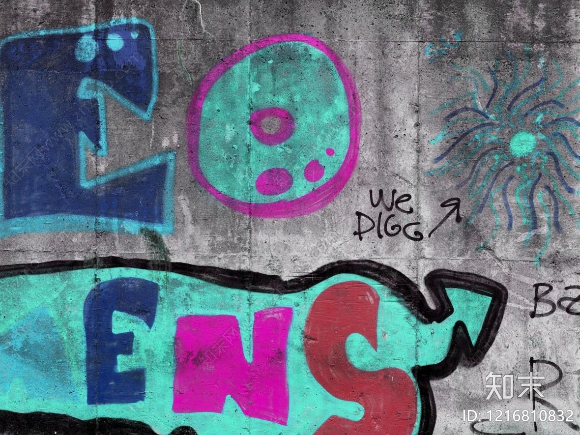 涂鸦墙贴图下载【ID:1216810832】