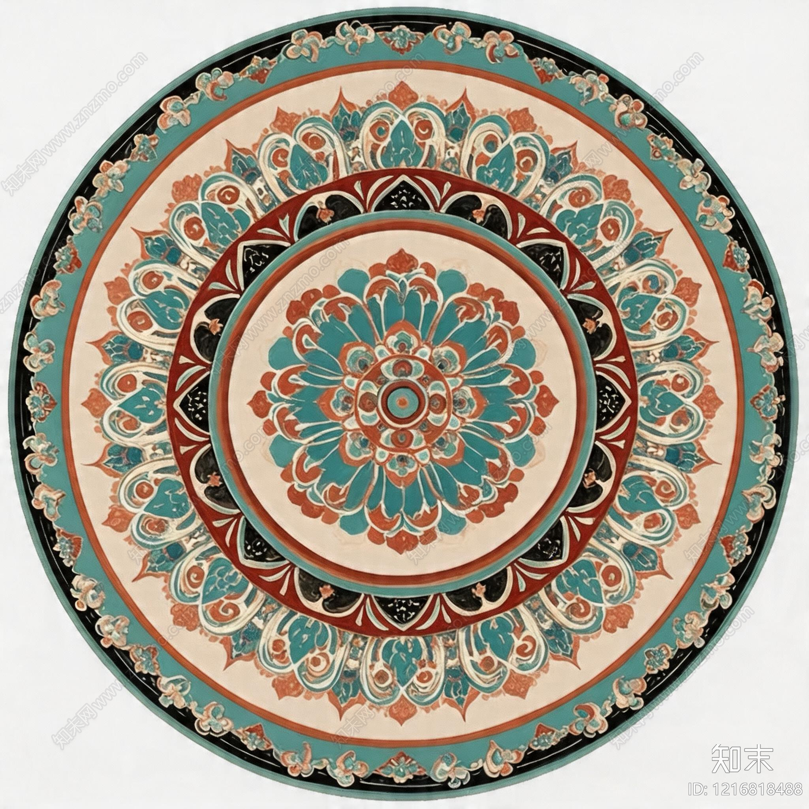 美式圆形地毯贴图下载【ID:1216818488】