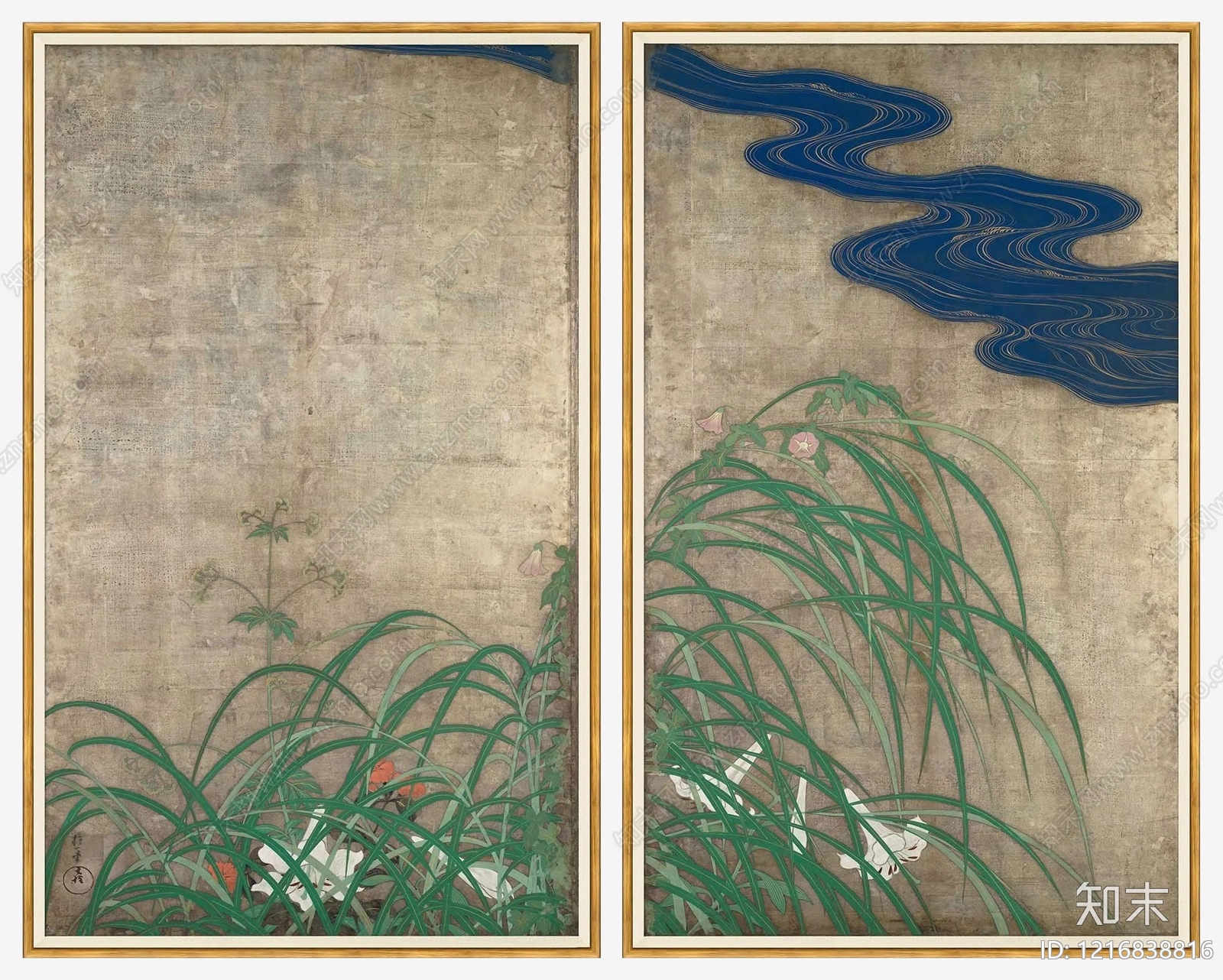 中式装饰画贴图下载【ID:1216838816】