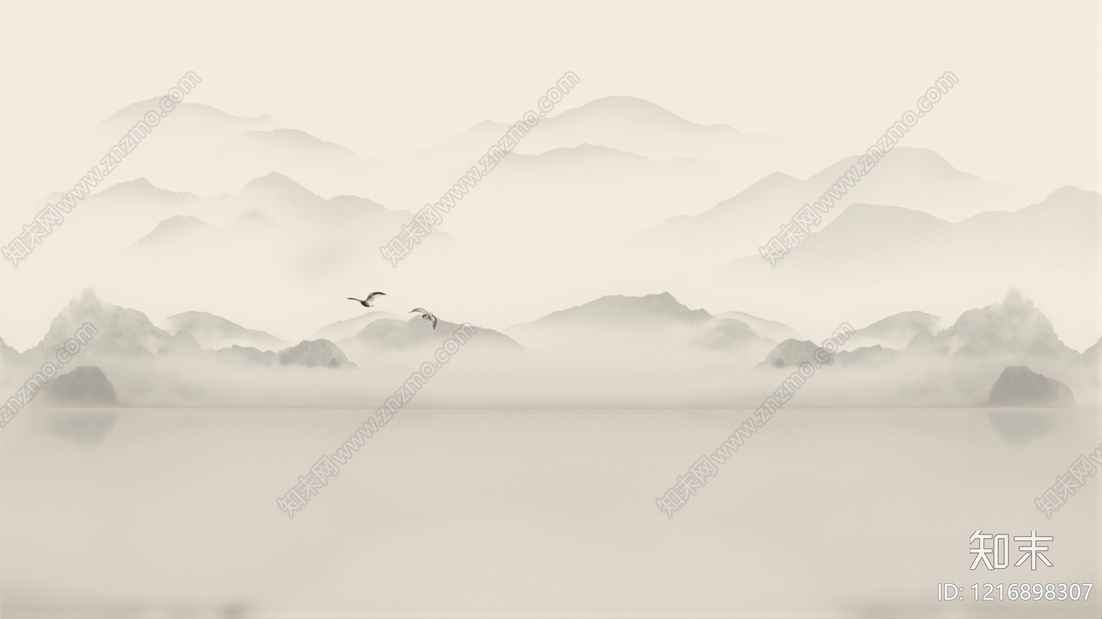 新中式壁画贴图下载【ID:1216898307】