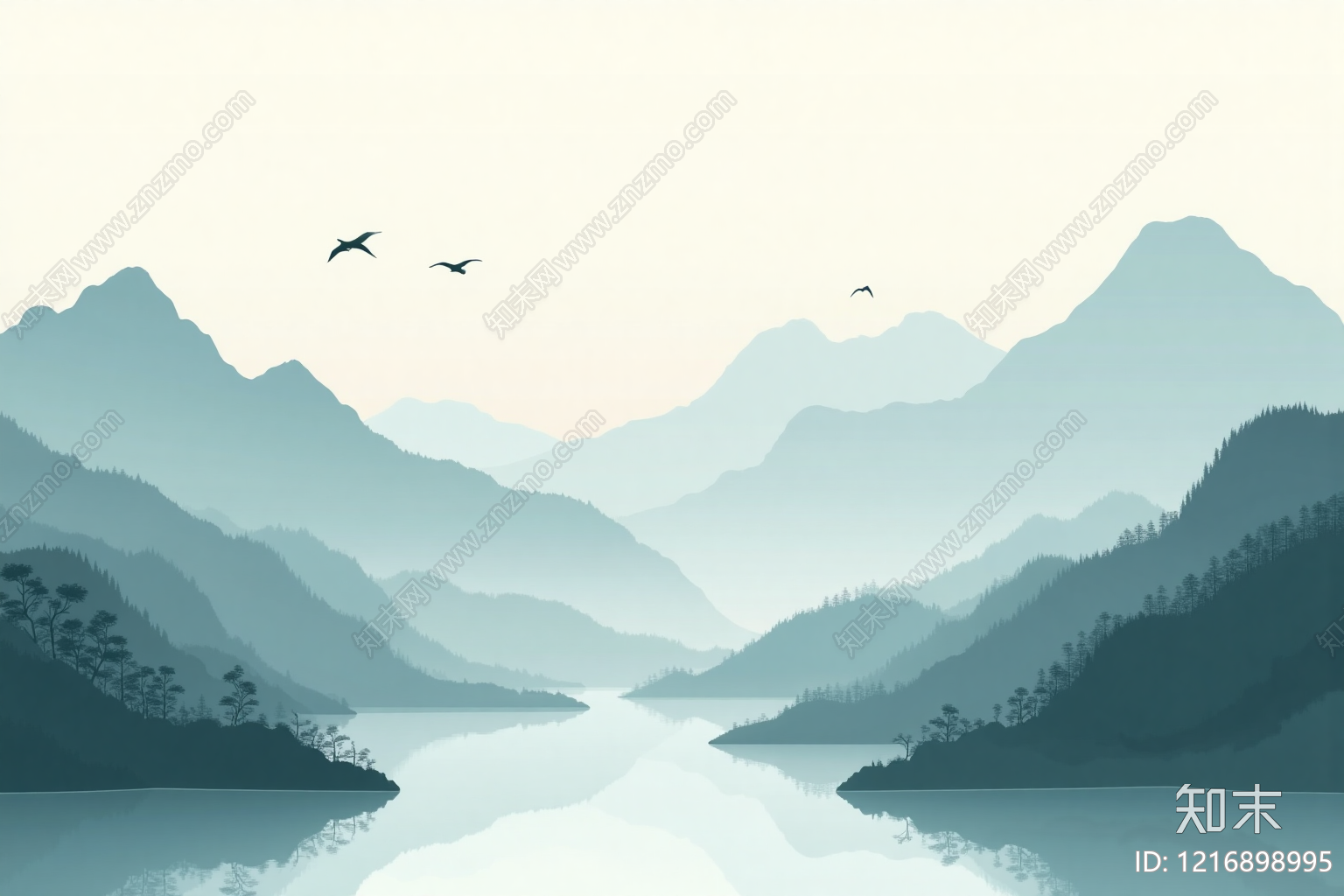 新中式壁画贴图下载【ID:1216898995】