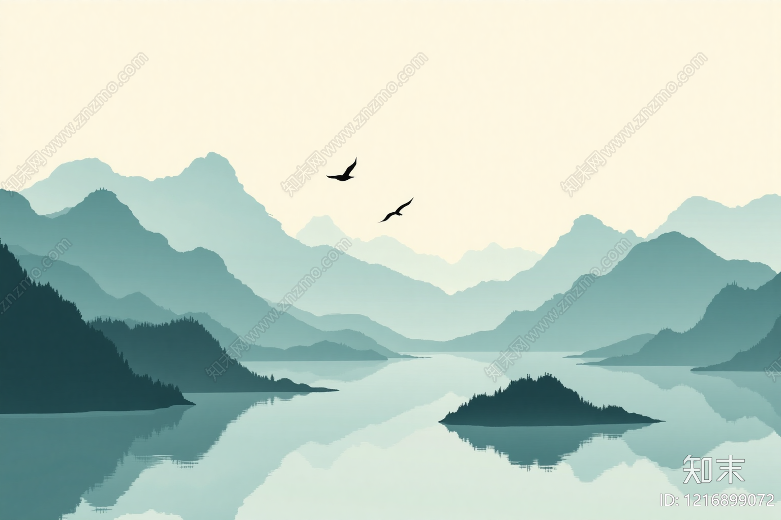 新中式壁画贴图下载【ID:1216899072】