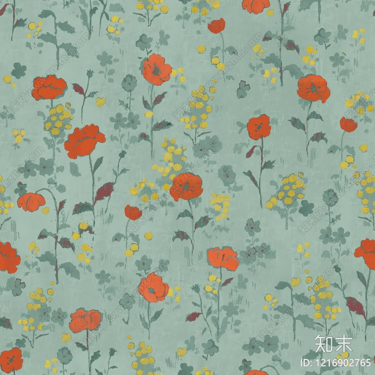 简欧花纹壁纸贴图下载【ID:1216902765】