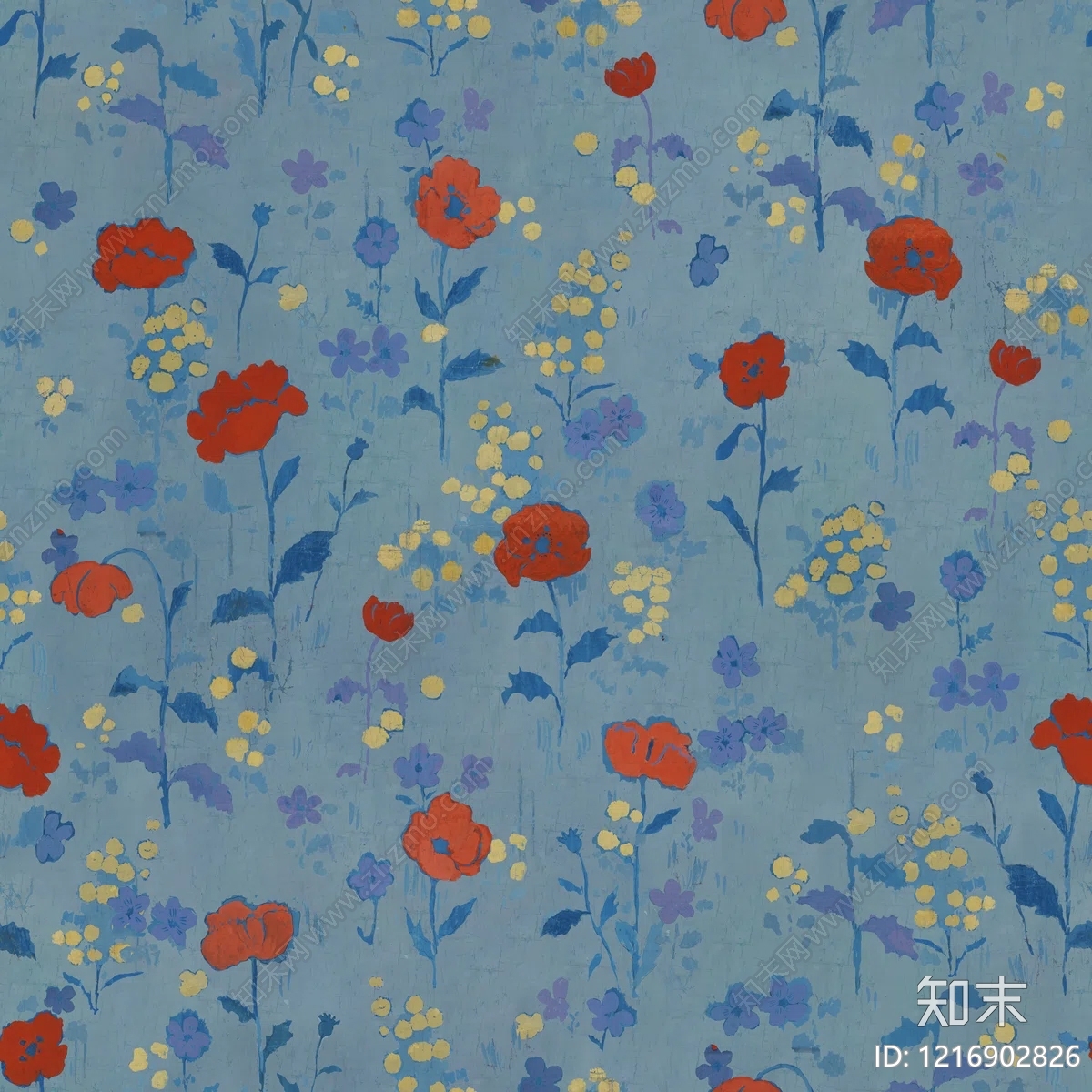 北欧花纹壁纸贴图下载【ID:1216902826】