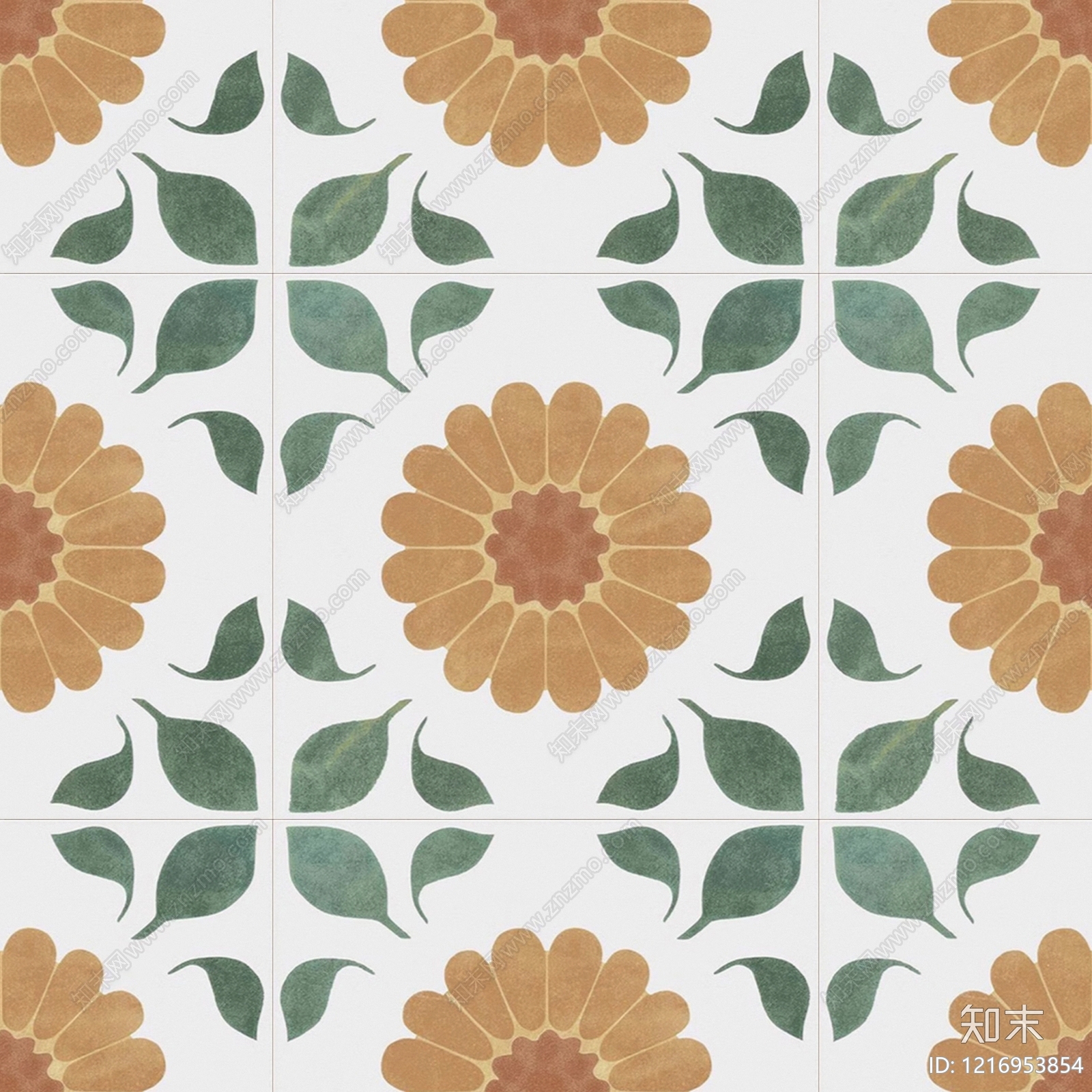 复古花纹砖贴图下载【ID:1216953854】