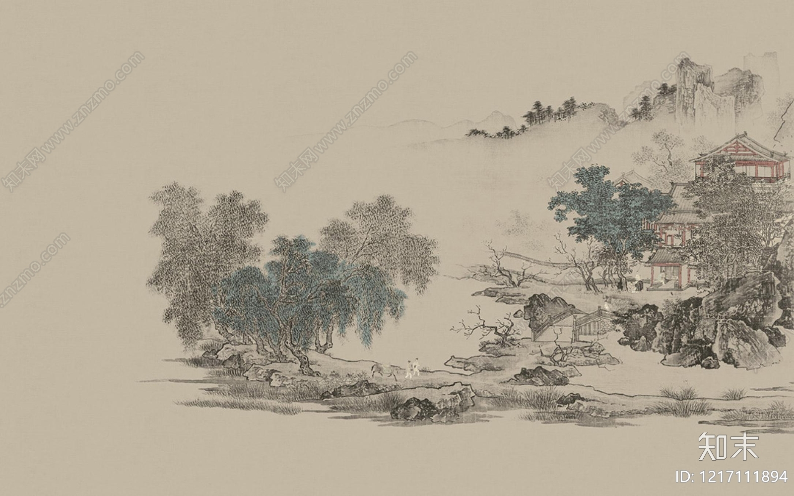 中式山水贴图下载【ID:1217111894】