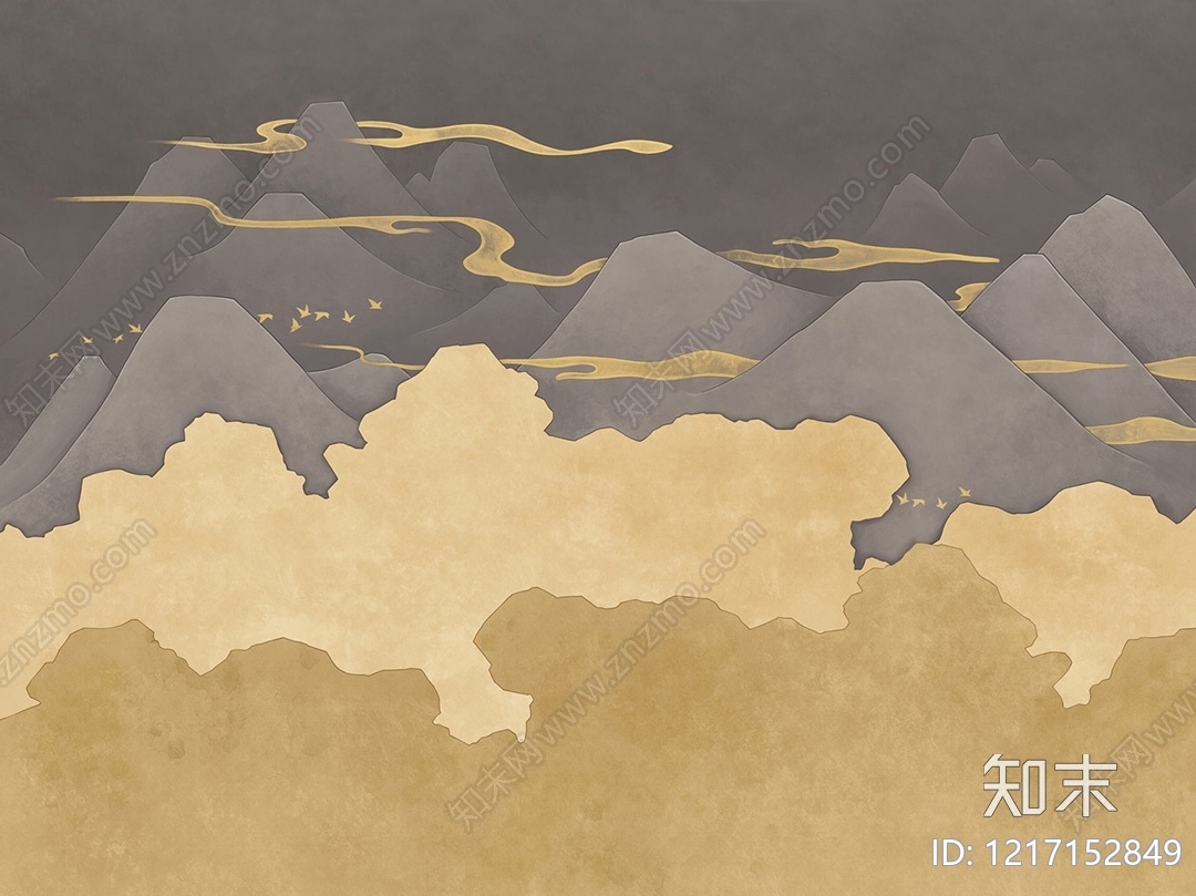 新中式水墨画贴图下载【ID:1217152849】