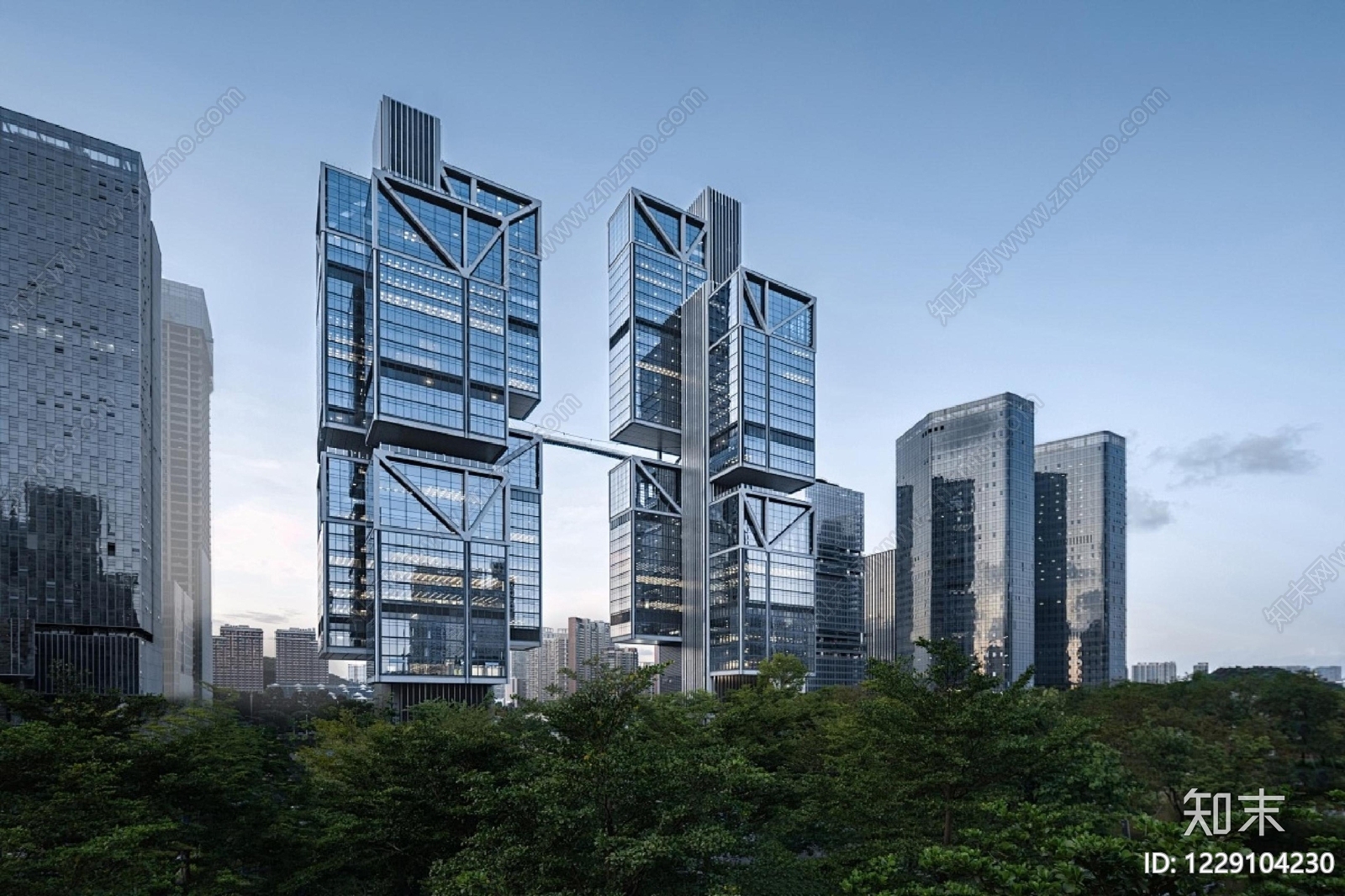 现代城市背景贴图下载【ID:1229104230】