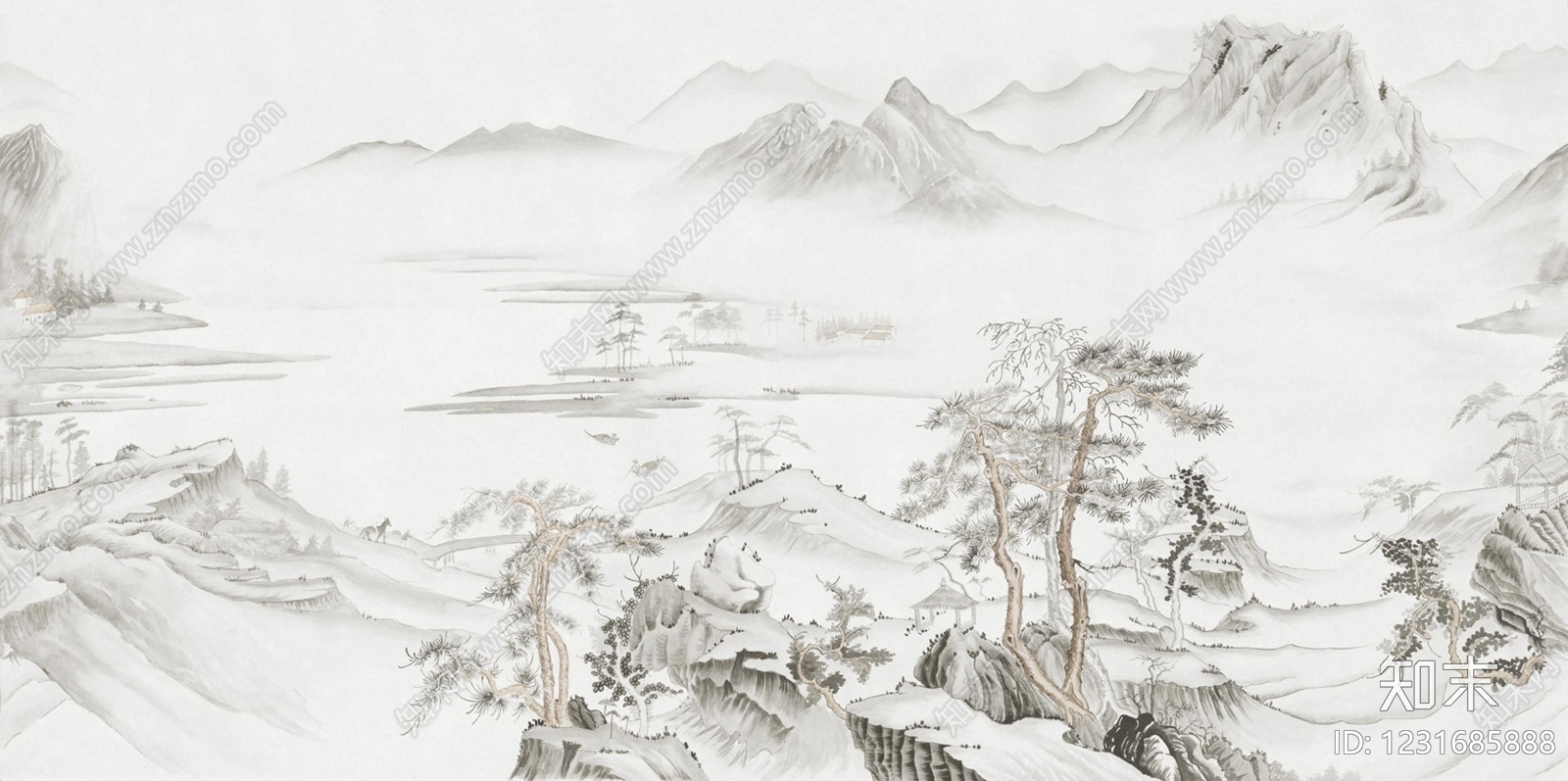 中式山水贴图下载【ID:1231685888】