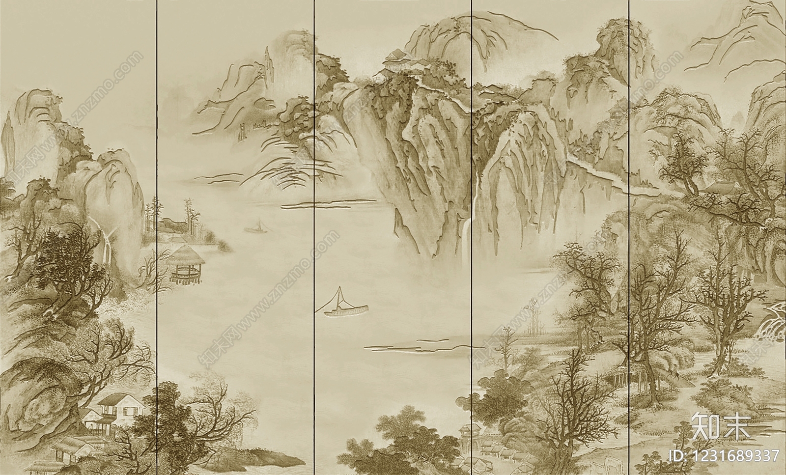 中式山水贴图下载【ID:1231689337】