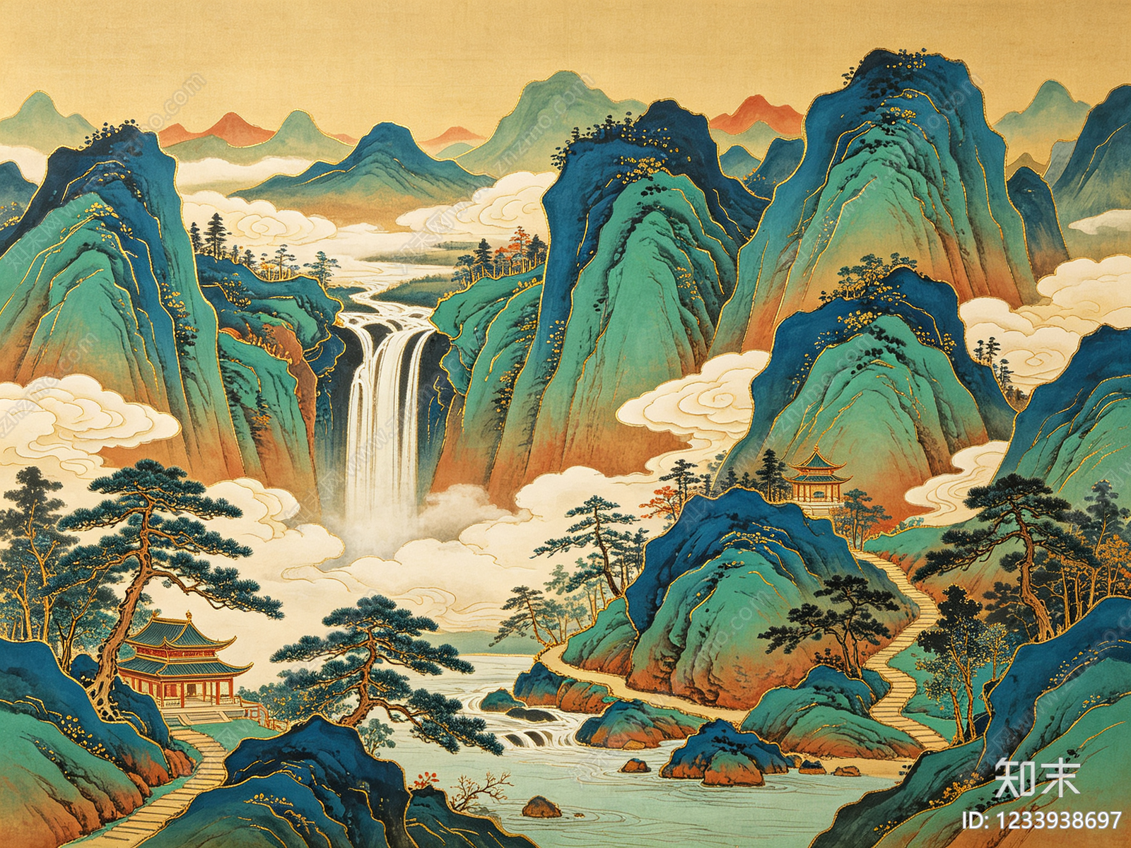 山水画高清贴图材质