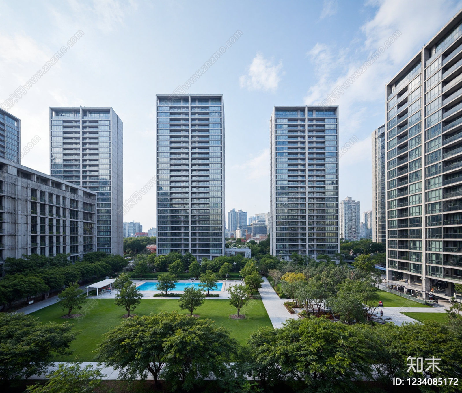 现代小区外景贴图下载【ID:1234085172】