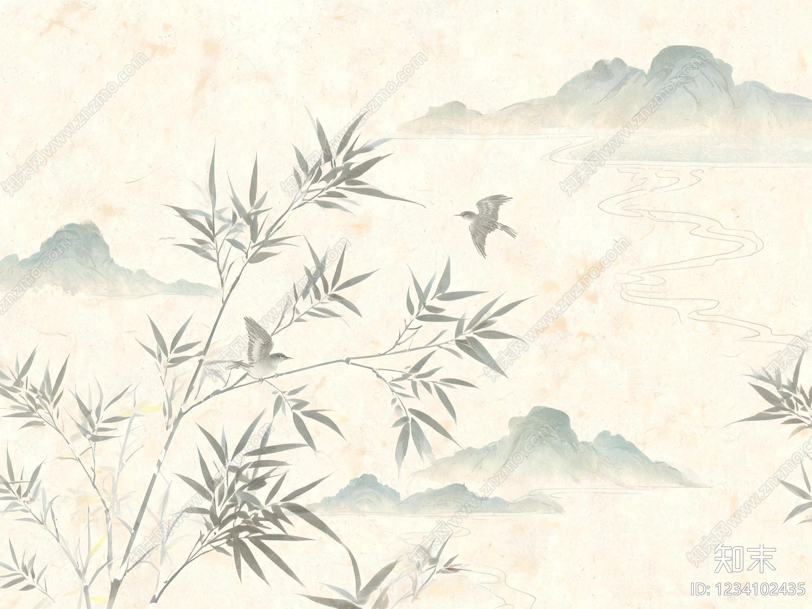 水墨画贴图下载【ID:1234102435】