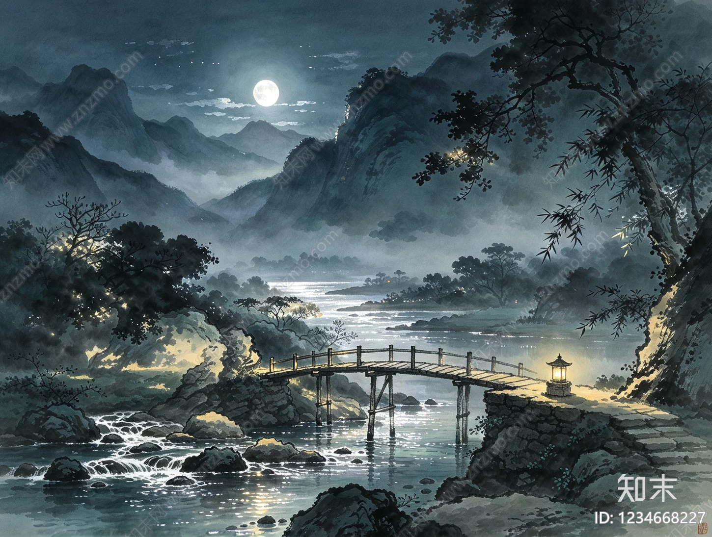 山水画高清贴图材质