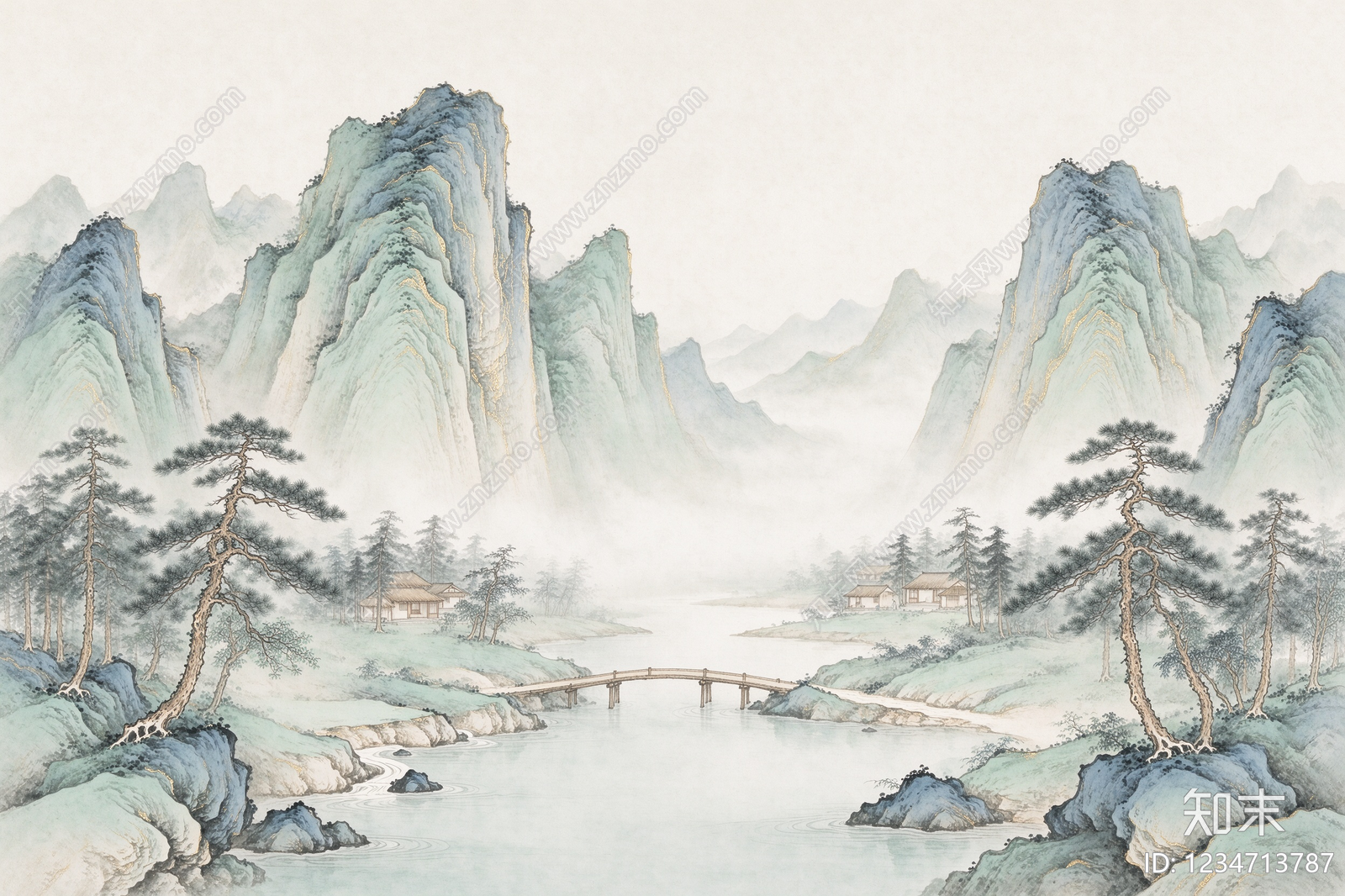 中式壁画贴图下载【ID:1234713787】