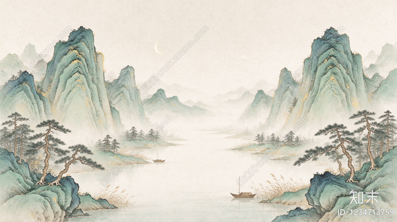中式壁画贴图下载【ID:1234713759】