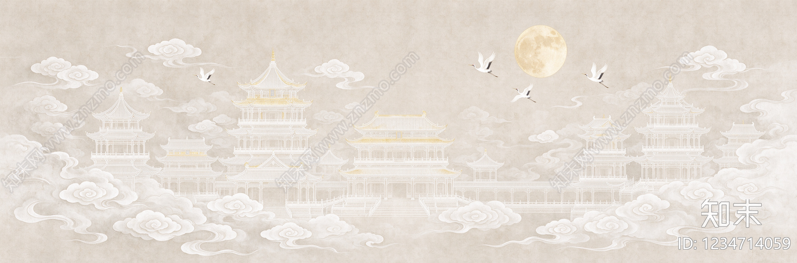 中式壁画贴图下载【ID:1234714059】